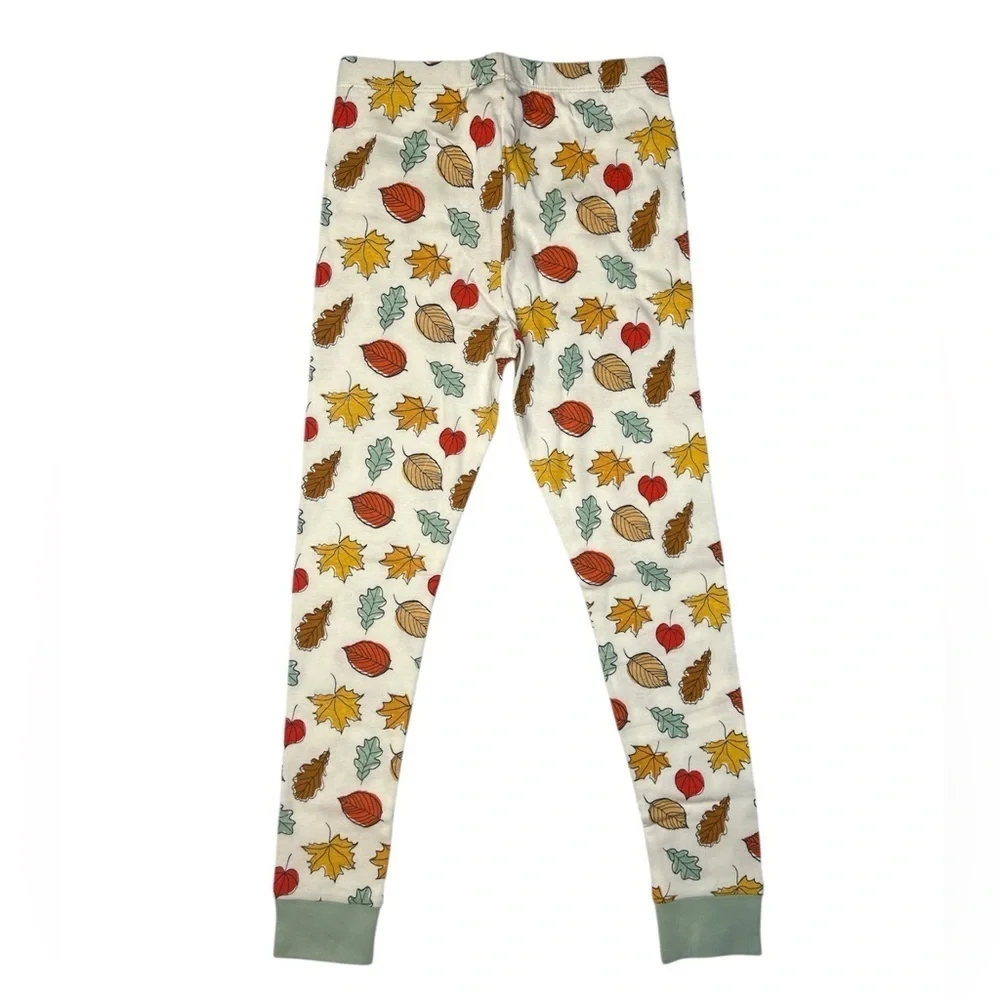 Kids Fall Leaf Print Long Sleeve Two Piece Pajamas